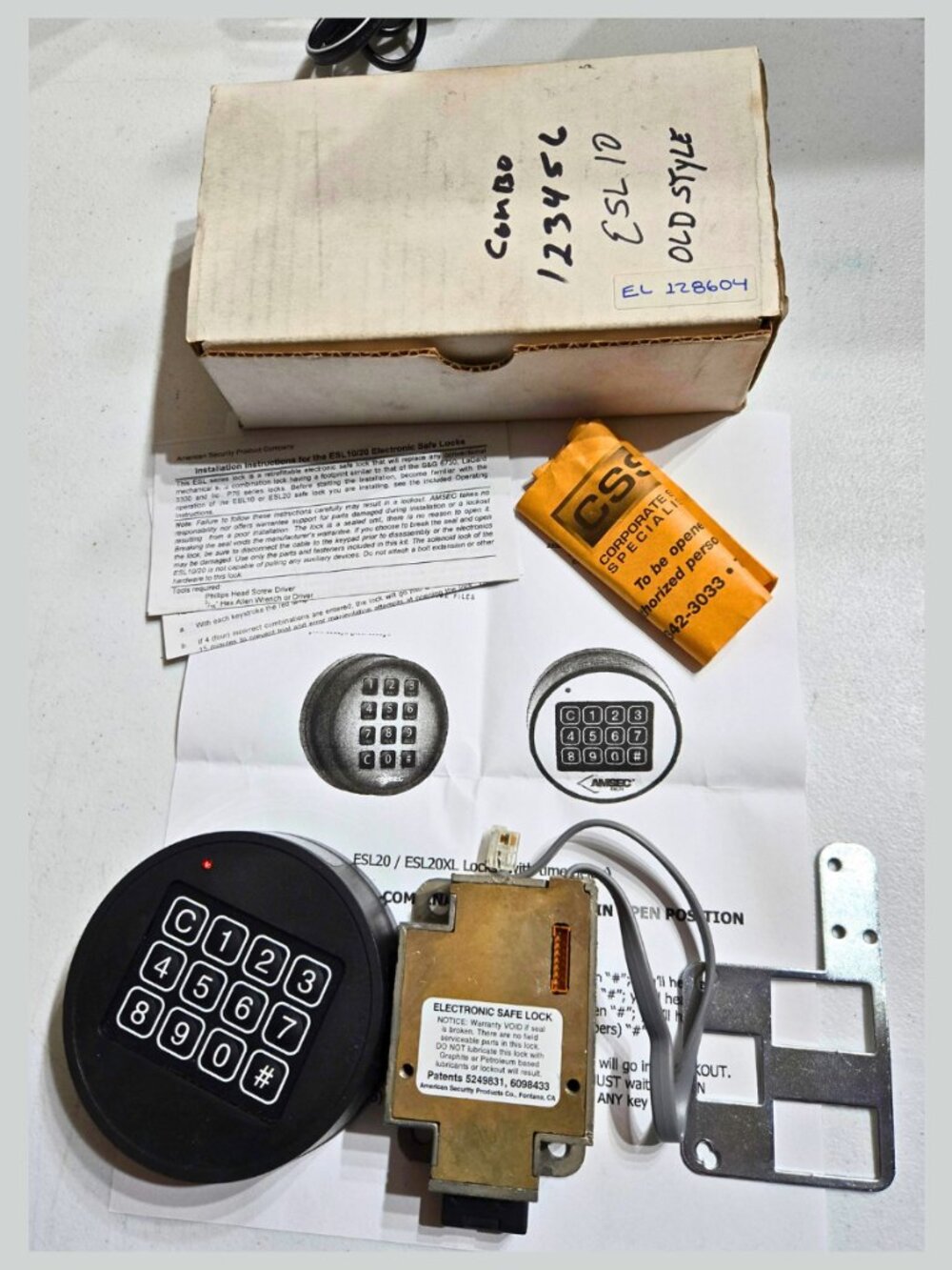 Amsec - ESL10 - Electronic Pivot Safe Lock Kit Keypad & Lock - Black